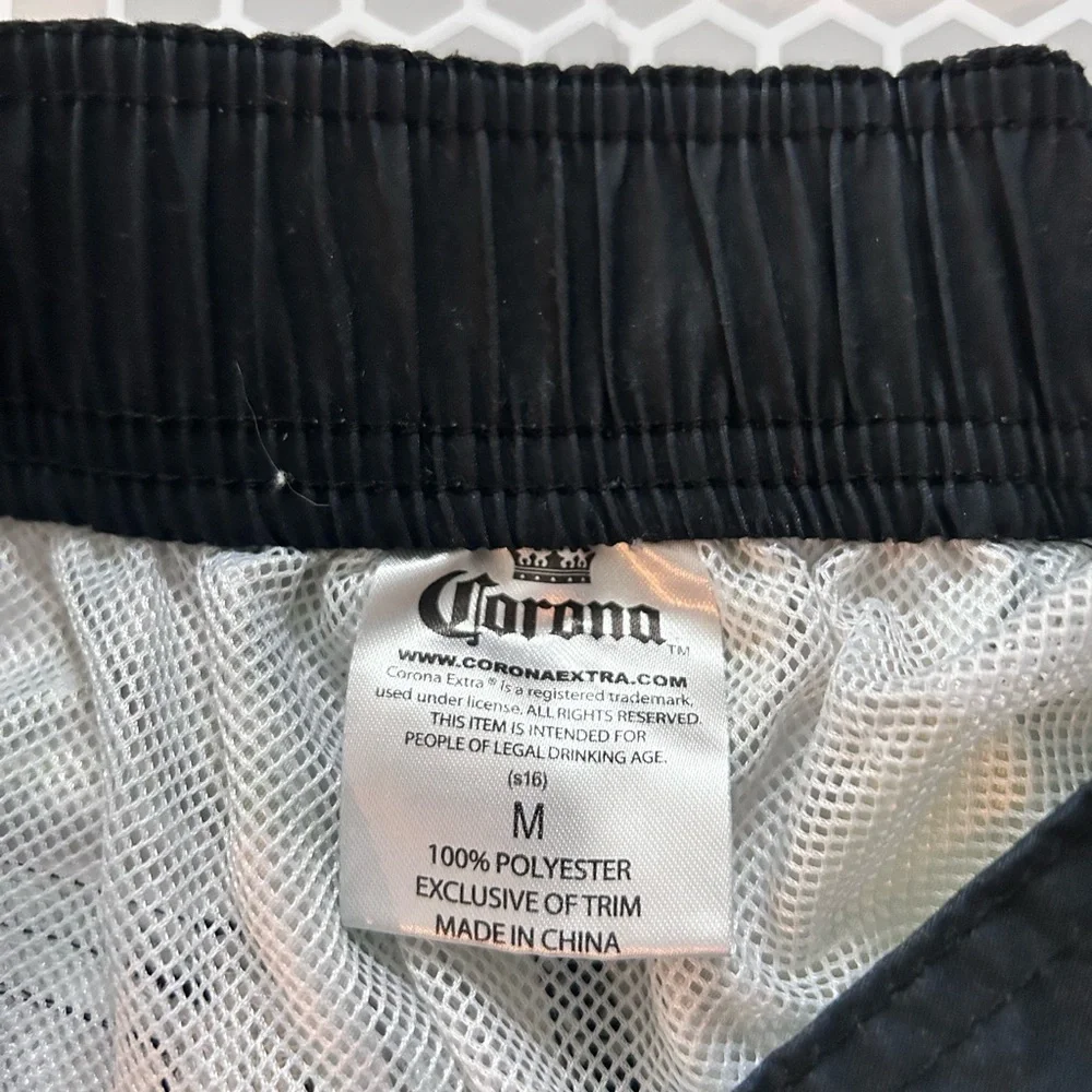 Corona Tropical Lime Print Swim Shorts - Green White Beach Summer Size M